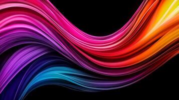 Vibrant flowing waves of color in a dynamic abstract design on a black background photo