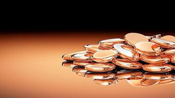 A reflective arrangement of shiny, oval-shaped objects on a smooth, gradient background photo