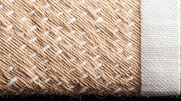 Close-up of woven fabric showcasing intricate patterns and textures, ideal for design projects photo