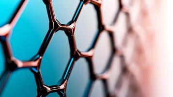 Close-up of a hexagonal mesh structure with vibrant gradient background, showcasing modern design photo