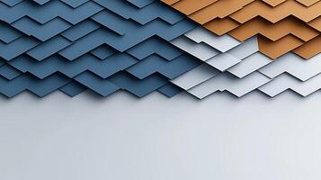 Abstract layered design featuring blue, orange, and white geometric shapes creating depth photo