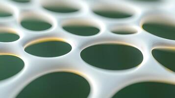 Abstract close-up of a textured, porous surface with circular patterns and soft lighting photo