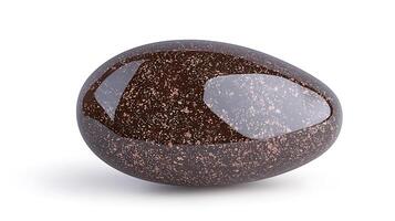 Smooth, polished brown stone resembling an egg, isolated on a white background, ideal for decor photo