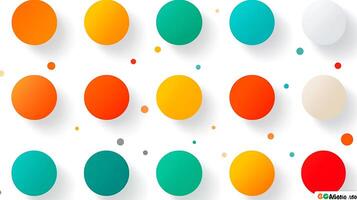 Colorful geometric pattern of circles and dots on a white background, ideal for design use photo