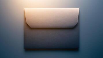 A sleek, modern envelope resting on a textured surface with soft lighting, ideal for invitations photo
