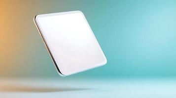 A sleek, modern tablet levitating against a gradient background, showcasing innovative technology photo