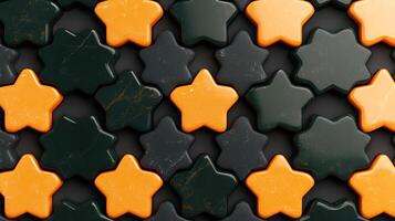 A vibrant arrangement of star-shaped tiles in orange and green, showcasing texture and design photo