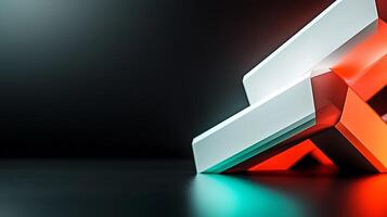Abstract geometric shapes with contrasting colors on a dark background, creating a modern aesthetic photo