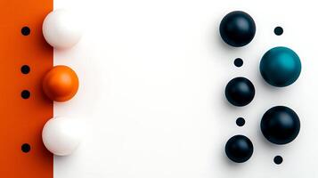 Abstract arrangement of colorful spheres and dots on a minimalist background, showcasing design elements photo