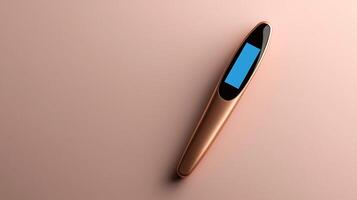 Sleek digital thermometer on a smooth surface, showcasing its modern design and functionality photo