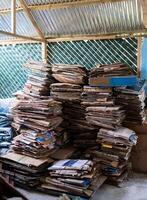 Recycled Cardboard Stacks in Warehouse Storage photo