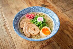 Delicious Japanese soup with noodles photo