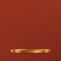 Red background 3d with gold podium. 3D abstract studio room with pedestal podium. Space for selling products, backdrop, wallpaper, background, text. illustration vector