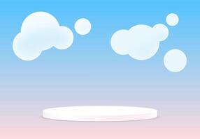 Blue and pink background 3d with white podium. 3D abstract studio room with pedestal podium. Space for selling products on the website. illustration vector