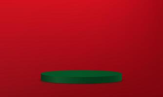 Red background 3d with green podium. Space for selling products on the website. illustration. vector