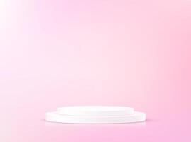 Empty pink studio room background. Pink background 3d with white podium. Space for selling products on the website. illustration vector