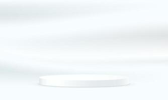White background 3d with podium. White soft satin smooth fabric background. Space for selling products on the website. illustration. vector
