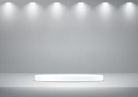 White and gray studio room background. Gray color background 3d with white podium. Empty room with light effect. Space for selling products on the website. illustration. vector