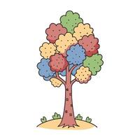 Colorful tree with multicolored foliage on a white background vector