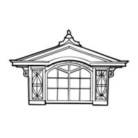 Ornate architectural window design with decorative elements and symmetrical patterns vector
