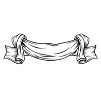 Elegant blank scroll banner, vintage design element for text decoration, monochrome illustration vector