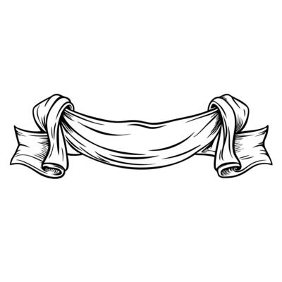 Elegant blank scroll banner, vintage design element for text decoration, monochrome illustration