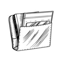Wallet with cards sketch financial organization and personal items vector