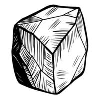 Black and white crystal illustration highlighting sharp edges and geometric patterns vector
