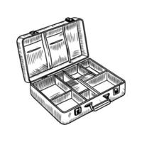 open empty suitcase with compartments in a vintage travel design vector