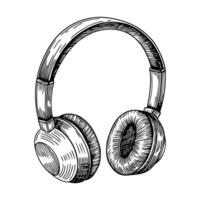 Intricate headphone line art detailed musical accessory sketch for audio enthusiasts vector