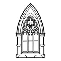 Gothic arch window design with intricate pattern, architectural element vector