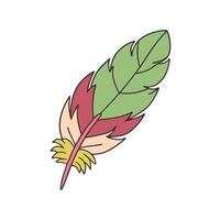 Colorful feather illustration multicolored natural design on white background vector