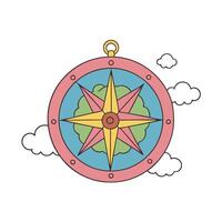 Colorful compass design adventure, exploration navigation tool, direction symbol, journey theme vector