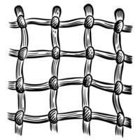 Hand drawn grid pattern with intersecting lines and knots on white background vector