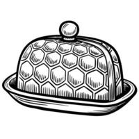 Beehive inspired butter dish design creative honeycomb pattern, unique kitchenware vector