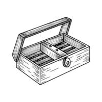 Wooden toolbox illustration with open lid and compartment design vector