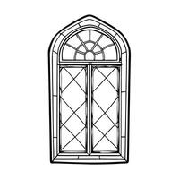 arched window design vintage architectural element with decorative grid pattern vector