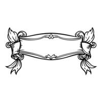 Vintage ornate banner with scroll design, blank space for text or label decoration vector
