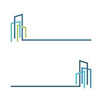 Set Horizontal Outline Skyscrapers Logo Template Illustration Design. EPS 10. vector