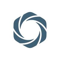Blue Hexagonal Shape Shutter Lens Logo Template Illustration Design. EPS 10. vector
