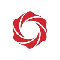 Red Hexagonal Flower Shutter Lens Logo Template Illustration Design. EPS 10. vector
