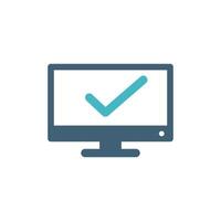 Checkmark Screen Logo. Monitor Display and Check Mark Icon Template Illustration Design. EPS 10. vector
