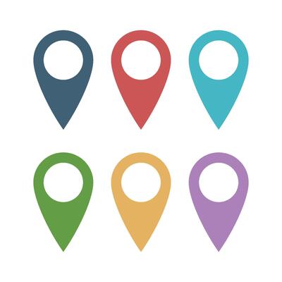 Set Colorful Pin Locator Logo. Pin Map Icon Template Illustration Design. EPS 10.