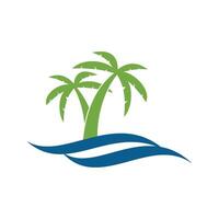 Palm Tree and Wave Icon Logo Template Illustration Design. EPS 10. vector