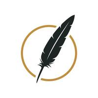 Feather Circle Line Icon Logo Template Illustration Design. EPS 10. vector