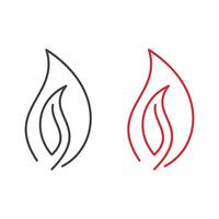 Set Line Art Flame Leaf Icon logo Template Illustration Design. EPS 10. vector