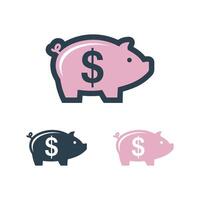 Set Piggy Bank Saving Money Icon Logo Template Illustration Design. EPS 10. vector