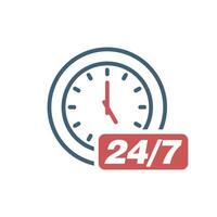 Open 24 per 7 Clock Line Art Icon Logo Template Illustration Design. EPS 10. vector