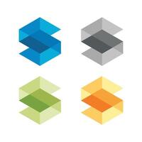Set Colorful S Letter Hexagonal Shape Icon Logo Template Illustration Design. EPS 10. vector