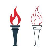 Set Torch and Flame Icon Logo Template Illustration Design. EPS 10. vector